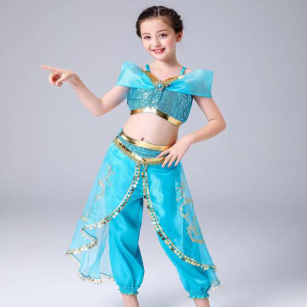 Flickor Prinsessklänning Barn Maskeraddräkt Festtillbehör, Jasmine Cos