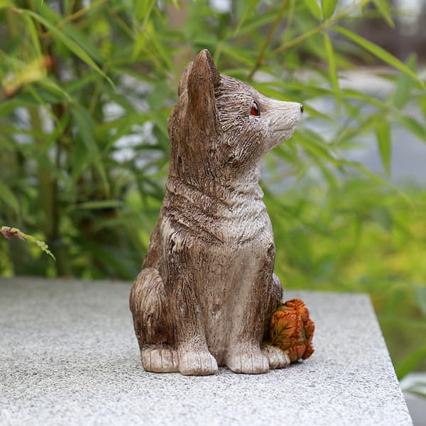 Ræven have statue, 17 cm, farve