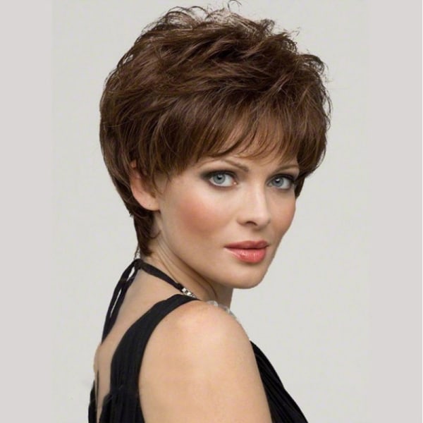 European and American fashion lady short curl brown microcurl fu