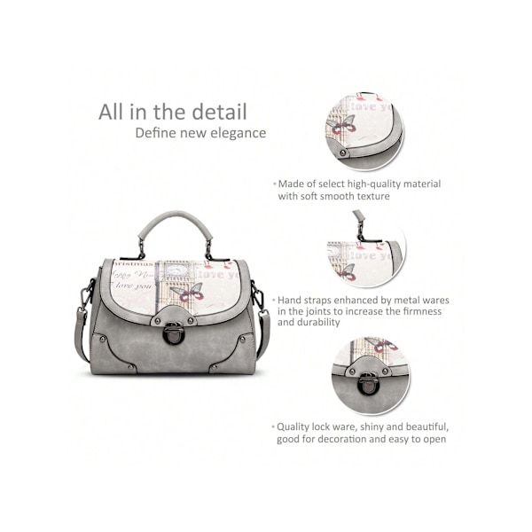 Eleganta Damhandväskor, Axelväskor, Handväskor, Tygväskor, Axelväskor, Crossbody-väska, Axelväska, Multifunktionell, Hållbar, PU-grå grey