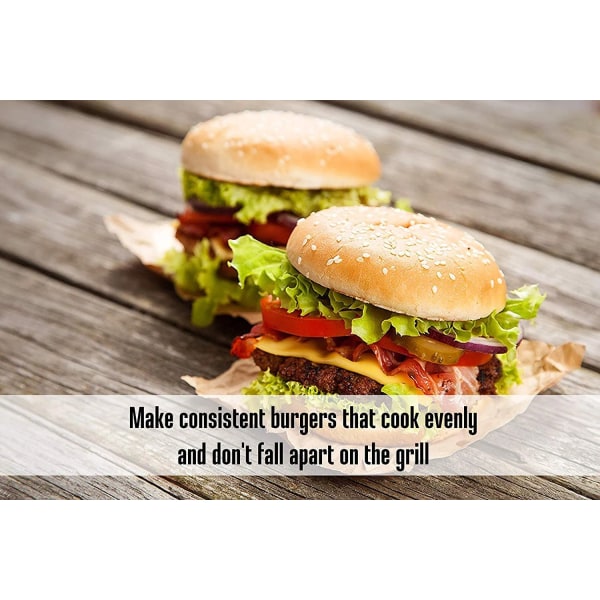 Hamburger-, krabba- och korvpress, 4 1/2\" diameter, 1/4 lb till 3/