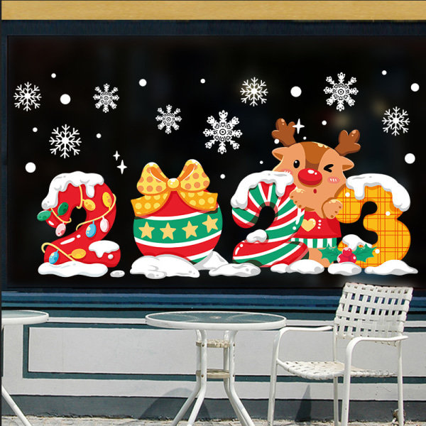 2023 jul fönsterdekoration dekal snö älg festival wall de
