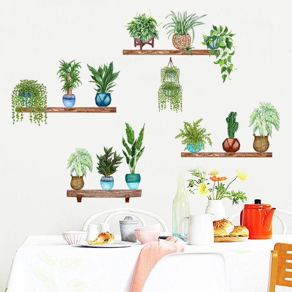 Plante Vindue Stickers, Blomster Vindue Sticker, Kaktus i Pot Væggen A