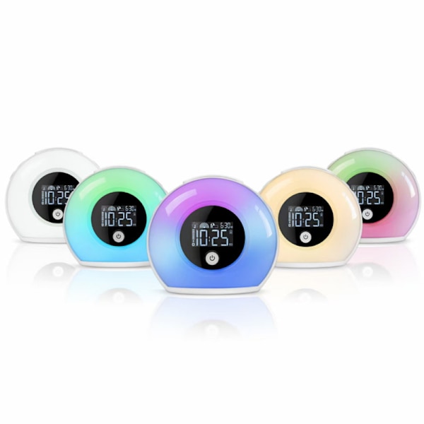 Bluetooth-högtalarväckarklocka med LED-stämningsljus, nattlampa A