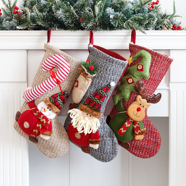 1 st juldekorationer stickad ull stor tomte snögubbe