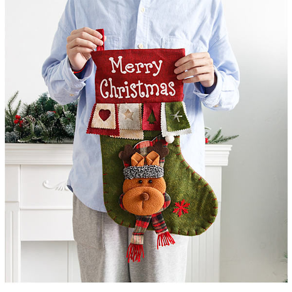 1 stk. MerryChristmas Store Jule Strømper Julemand Snemænd 3D