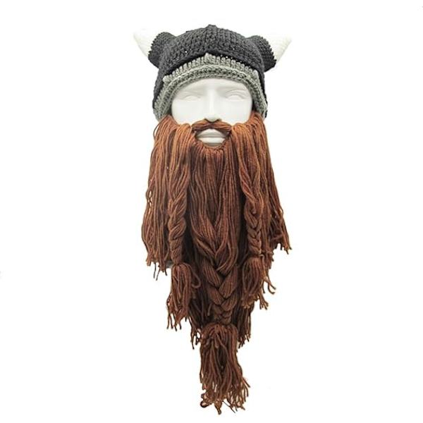 Shimbashi Viking med falsk skæg håndstrikket hue sjov hat Pre