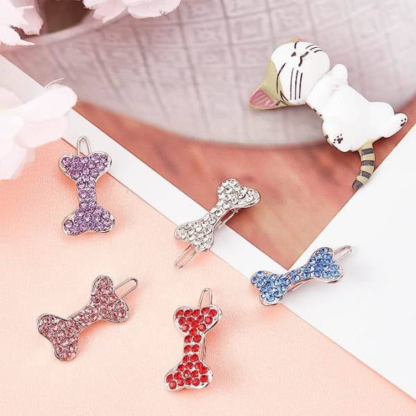 5 Hundhårspännen Hund Rhinestone Barrette Spännen