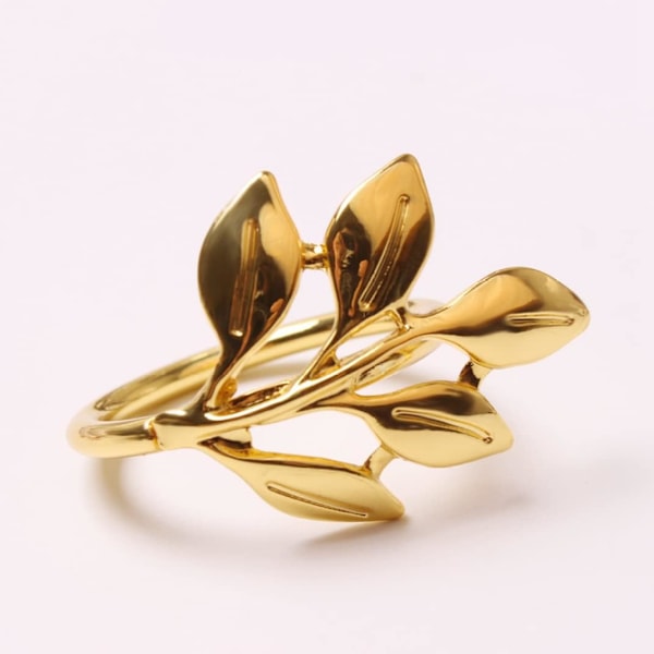 Servietringe Blad Metal Serviet Knap til Jul Thanksgiving Fester Bryllup Ornament Bord Dekoration Guld 6PCS Servietringe