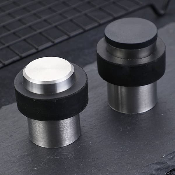 Massiv 304 rustfrit stål gulvmonteret dørstopper cylindrisk