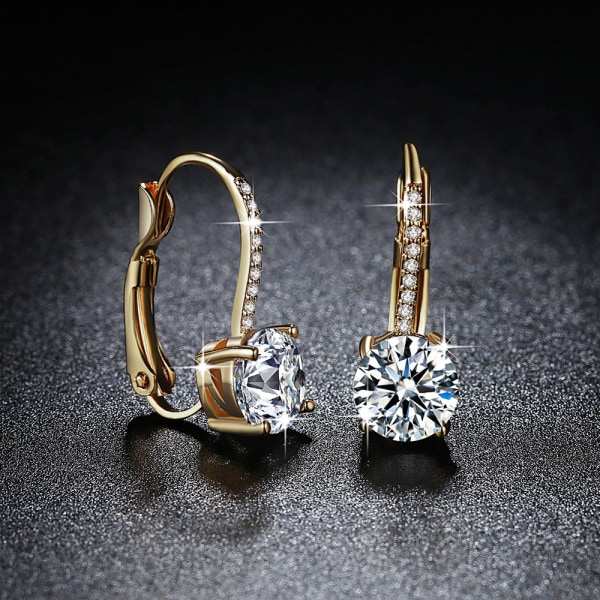 Women Cubic Zirconia Stud Drop Earrings Ear Hoop Wedding Jewelry