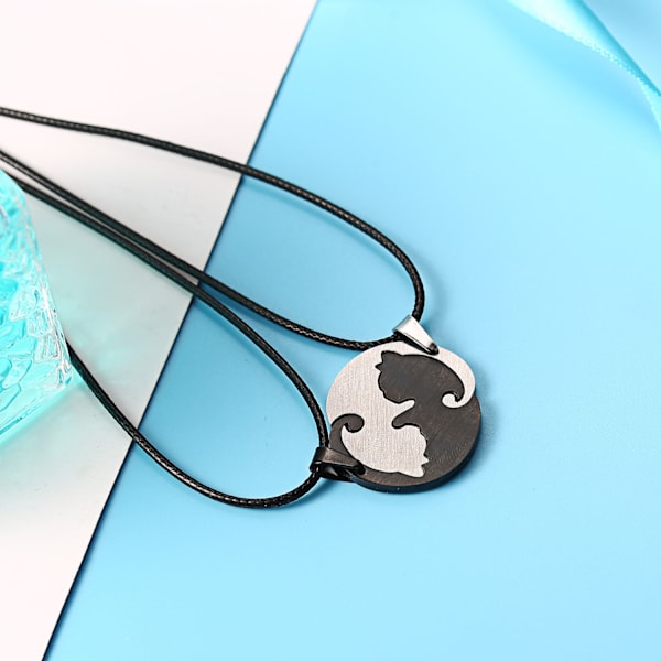 Kissan Yin Yang -kaulakorut naisille, miehille ja tytöille, ruostumatonta terästä