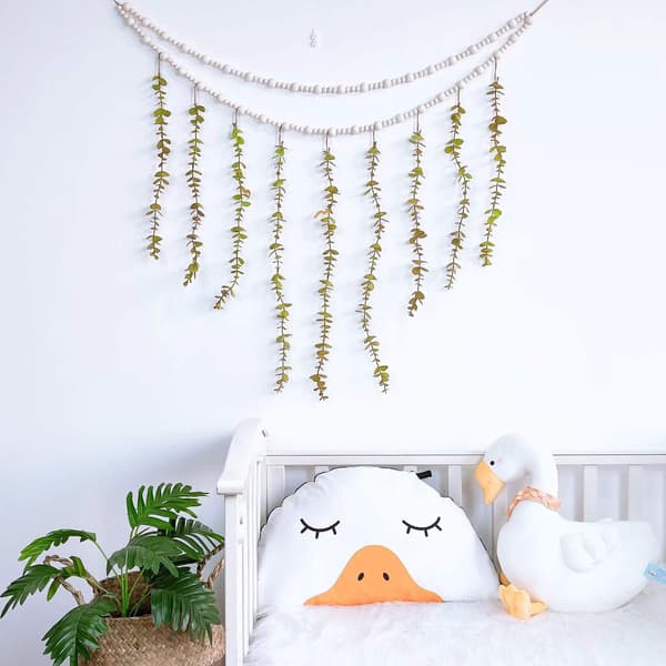 Ripustettava eukalyptus boho seinäkoriste, suuri boho makuuhuoneen seinäkoriste