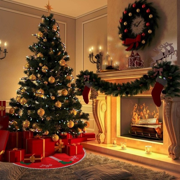 Rødt juletre skjørt rundt juletredeksel alv jingle p