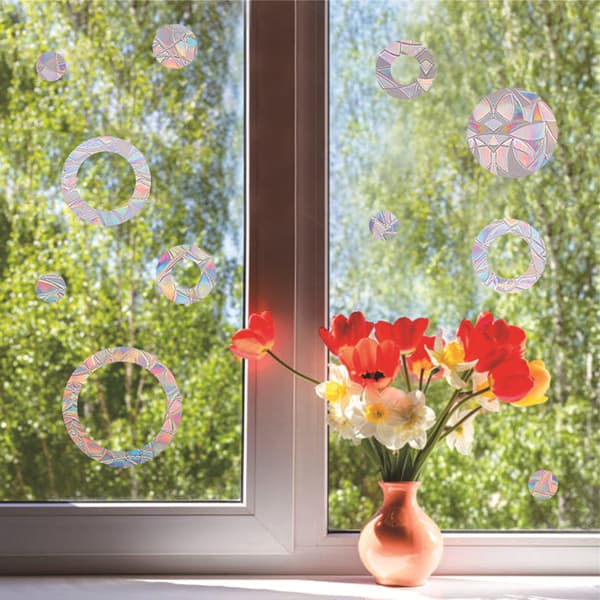 20 stk. Farvede cirkler, limfri, elektrostatisk glasadsorptionsstik