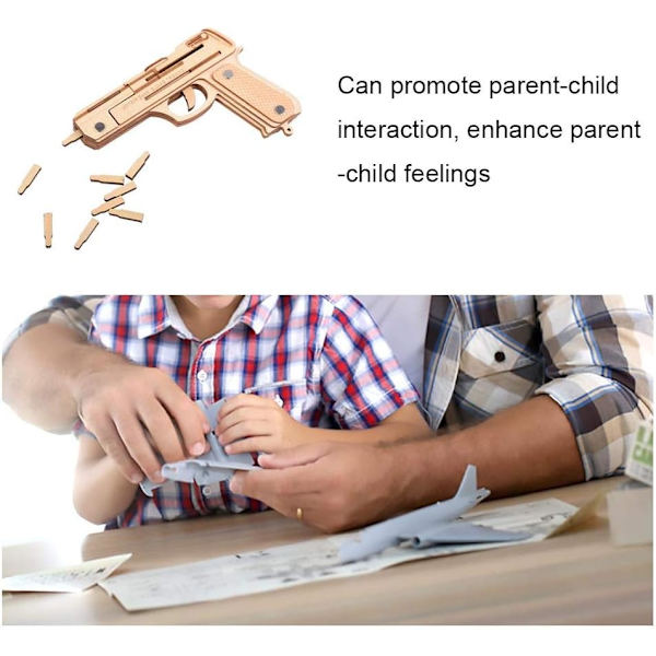 3D-puslesæt Miniature Gun Byggesæt i træ Samlet sæt Model