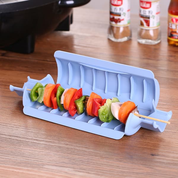 Manuel spyd, grillværktøj, lammespyd (blå)