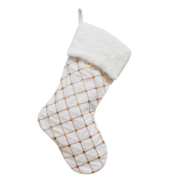 2 stk. Jule Plaid Strømper Guld Glitter Slikpose Juletræ