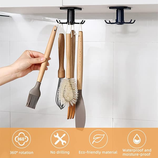 2-pack under-the-cabinet köksredskapskrokar, 360° roterande kök