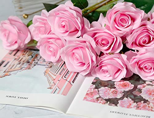 10 stk. Kunstige Roser med Stilke - Pink