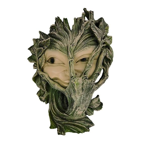 Blyg trädalv trädansiktsväggskulptur mystisk inredning, 21 cm, Pol