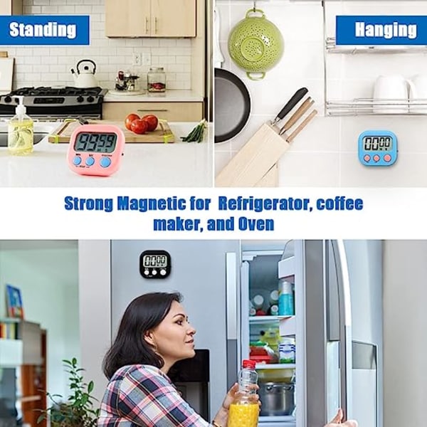 Magnetisk køkkenur med stort LCD-display