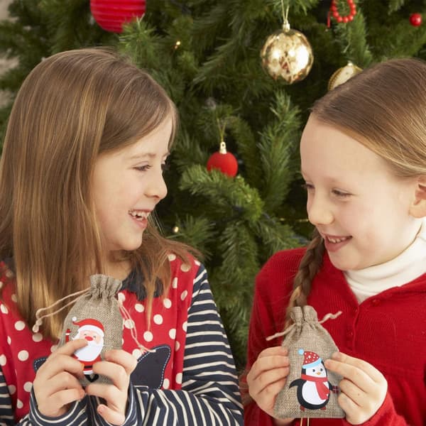 Jul Jutesäckar, Jul Jute Linne Dragsnöre Presentpåsar