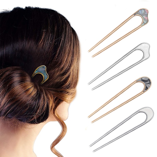 Minimalistiska hårnålar för kvinnor japanska flicka legering metall hårverktyg bulle maker conch shell hårpinnar huvudbonad håraccessoarer, 4-delad uppsättning