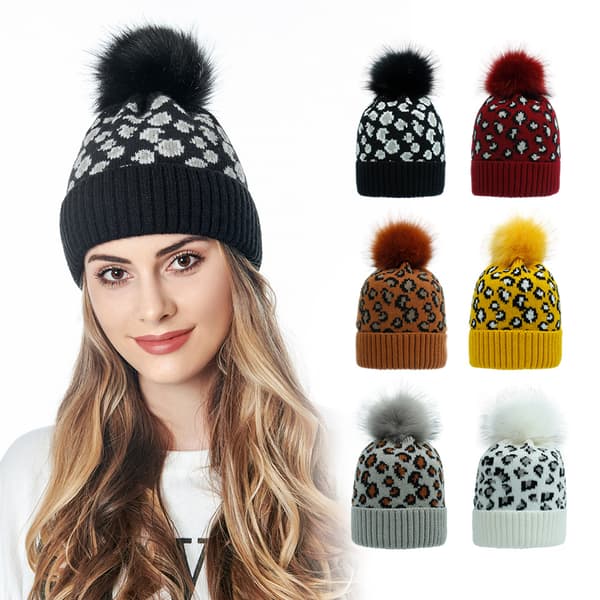 Dam vintermössor stickade linje mössa hatt kall dag skid bobble pom