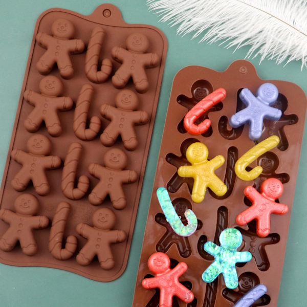2 st snögubbe kryckor, silikagel chokladform, kakmo