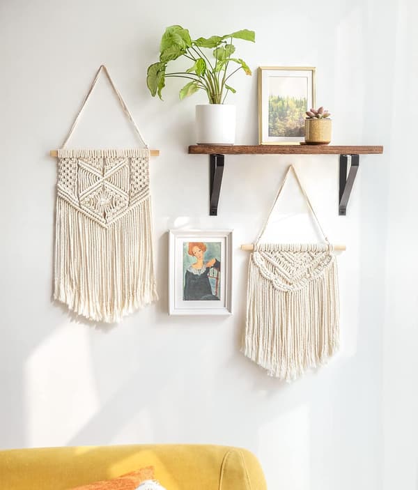 2 stk. Macrame vægophæng Kunst Vævet Boho Vægindretning Hjem Chic B