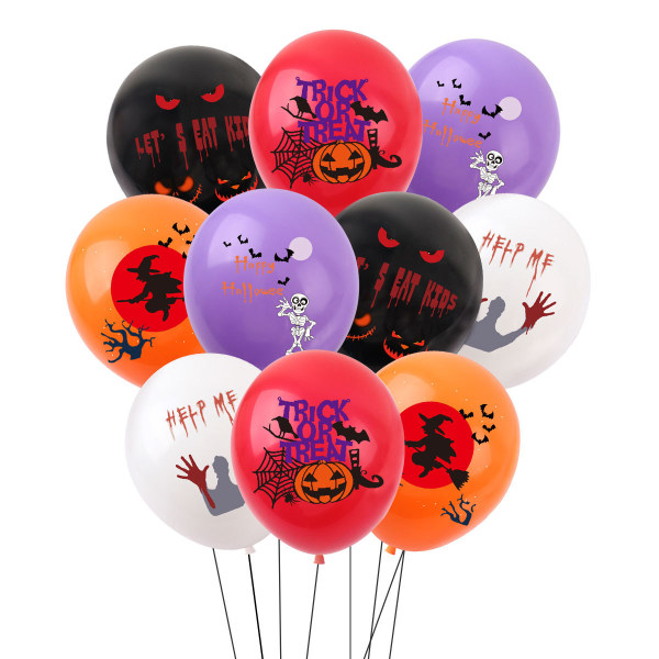 Set med 50 Halloween-festballonger Pumpa Läskig Skalle 12 tum L