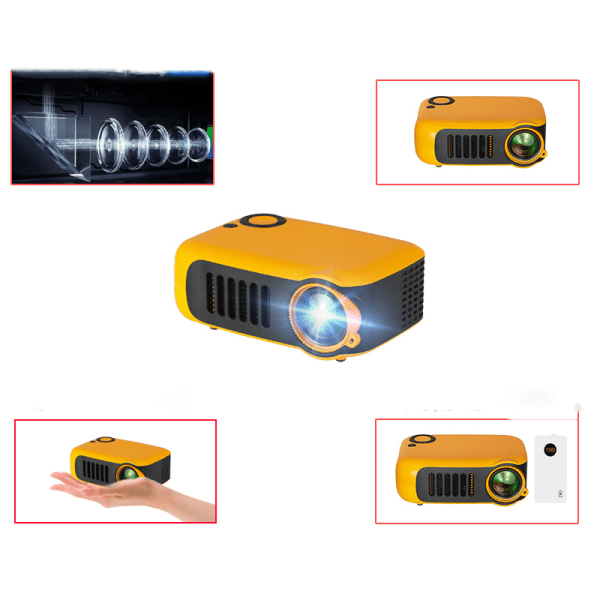 Miniprojektor med 1 stk oransje stativ, 5500 lumen AKIYO LED Por