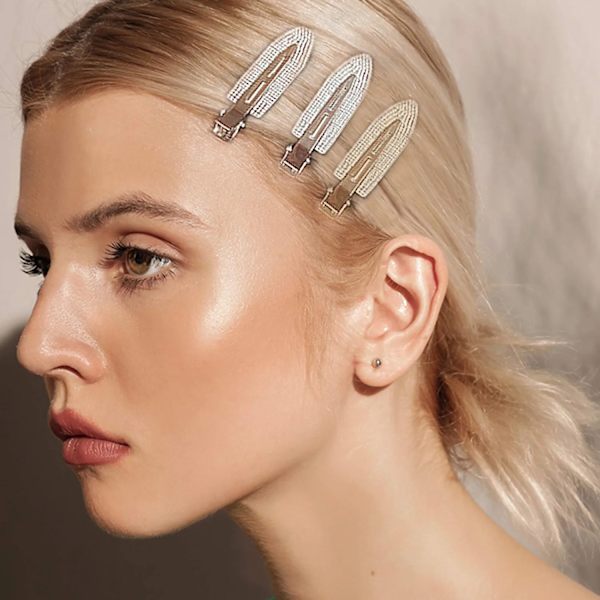 4 stk. Rhinestone No Bend hårklips - Metall skinnende styling Diamon