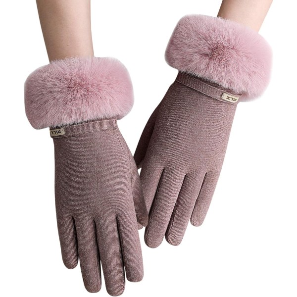 Dam vinterhandskar varma stretchiga fleecefodrade tjocka handskar till