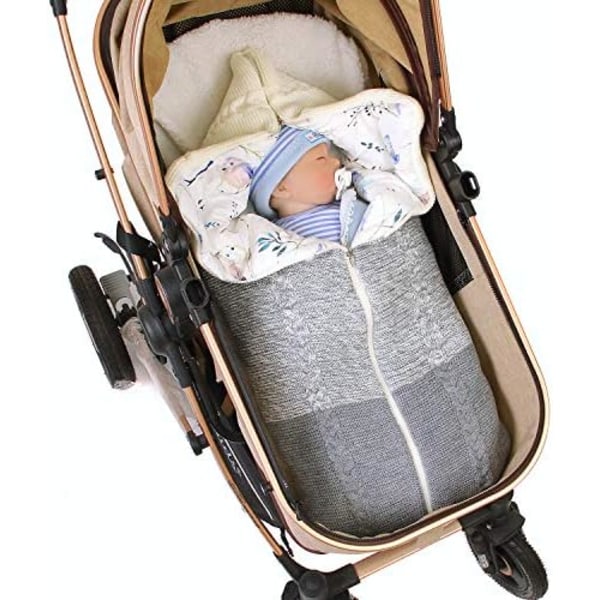 Vinter Babysovsäck Stickad Bomull Unisex Flicka Pojke Dragkedja Slee