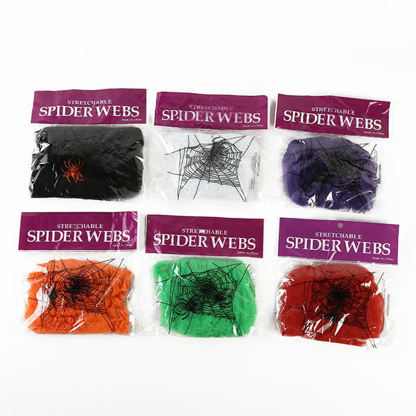 6 stk Halloween rekvisitter edderkopp bomullsstang dekorasjon spindelvev Lurt