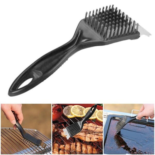 2x Rustfrit Stål Grillbørste Sort Trådbørste Grill Rengøring
