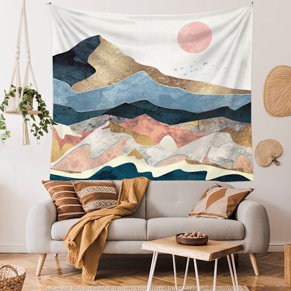 Auringonlaskun metsämaisema -seinätekstiili, kodinsisustus (HC-M28) 130*150cm