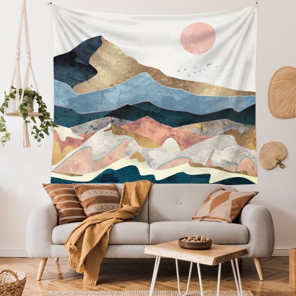 Solnedgangskog naturlandskap veggteppe, hjemmedekor (HC-M28) 150*200cm