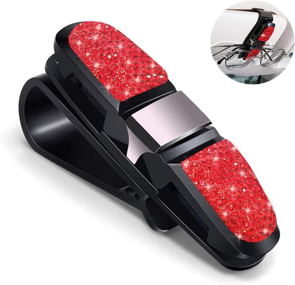 Bling Bling Krystall Rhinestone Solbrilleholder til Bil