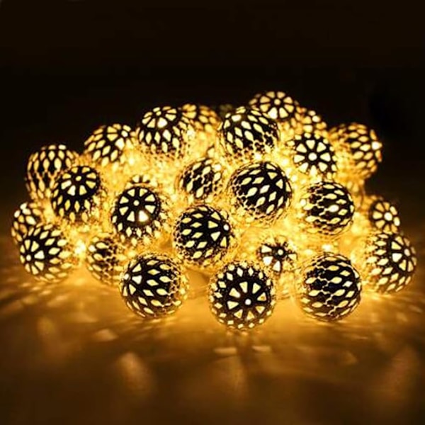 9,8 jalan 30 LED Globe String Lights, Silver Moroccan Party Hanging