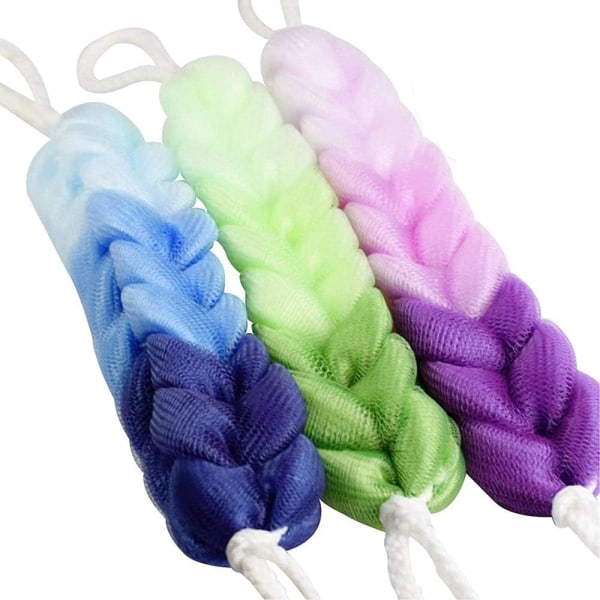 3 Pieces Long Sponge Braids Mesh Sponge Nylon Bath Bar Long Spon