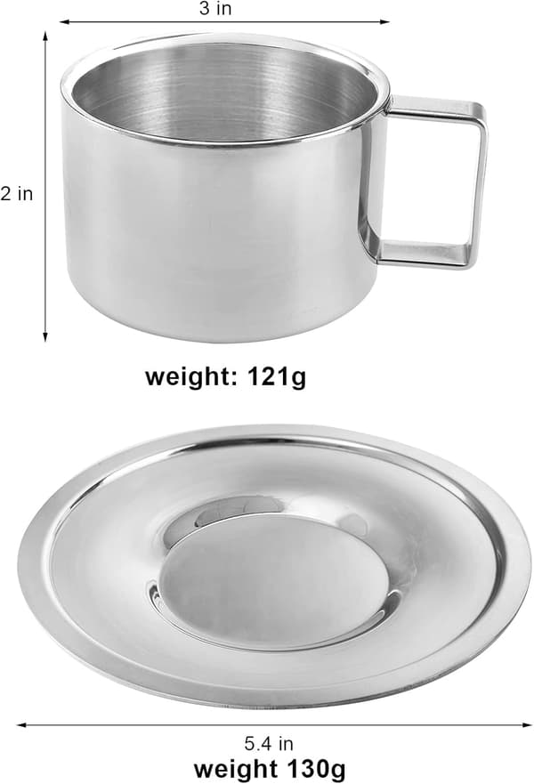 1 set 6,8 oz rostfria kaffekoppar espressokoppset, dubbla