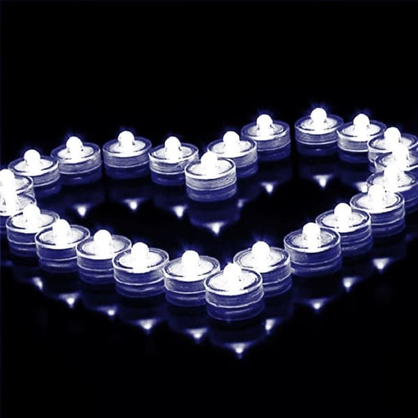 12-pakke vanntett LED-dykkerlys med knappecellebatteri