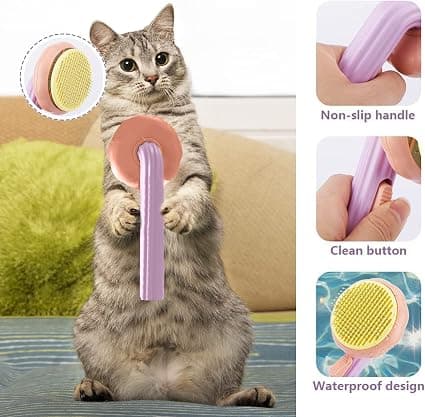 Børste for hund og katt, selvrensende børste for dødt hår til katt og hund