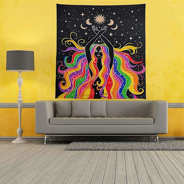 Boho pystysuora seinävaate esteettiset seinävaatteet aurinko ja kuu seinävaate