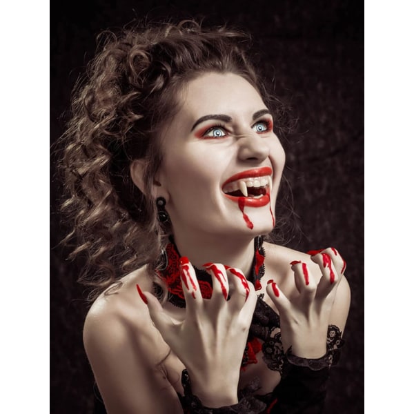2-pack Halloween infällbara vampyrtänder, återanvändbara tandproteser med