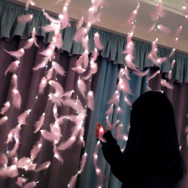 LED Rose Feather Fairy String Lights med USB-fjernkontroll