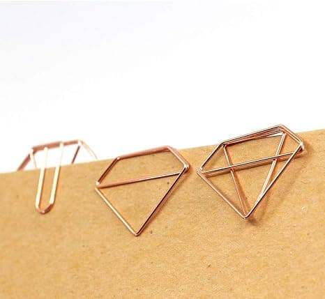 Diamantformede papirklips, søte små papirklips - morsomme metall B